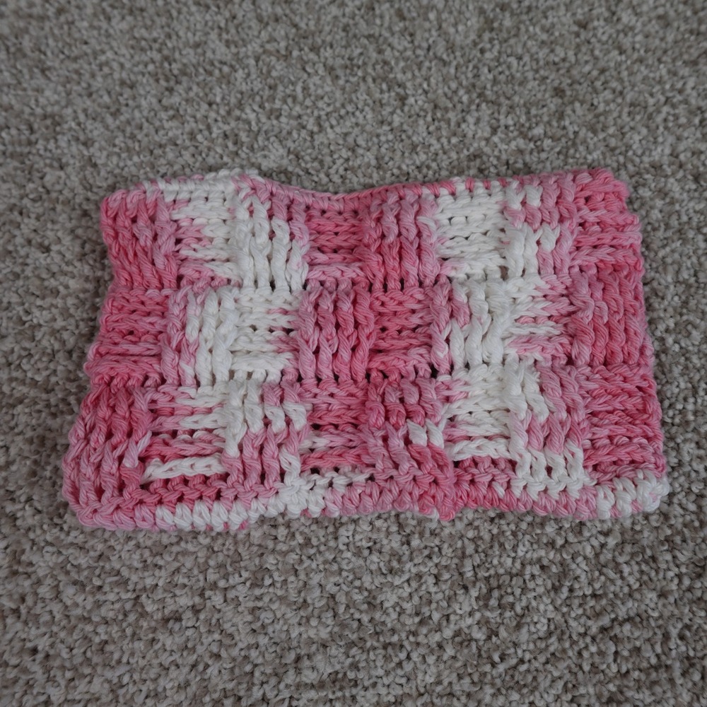 Handmade Crochet Reusable Mop Cover Pink White Fits Swiffer Sweeper Cotton Pad - Picture 3 of 5